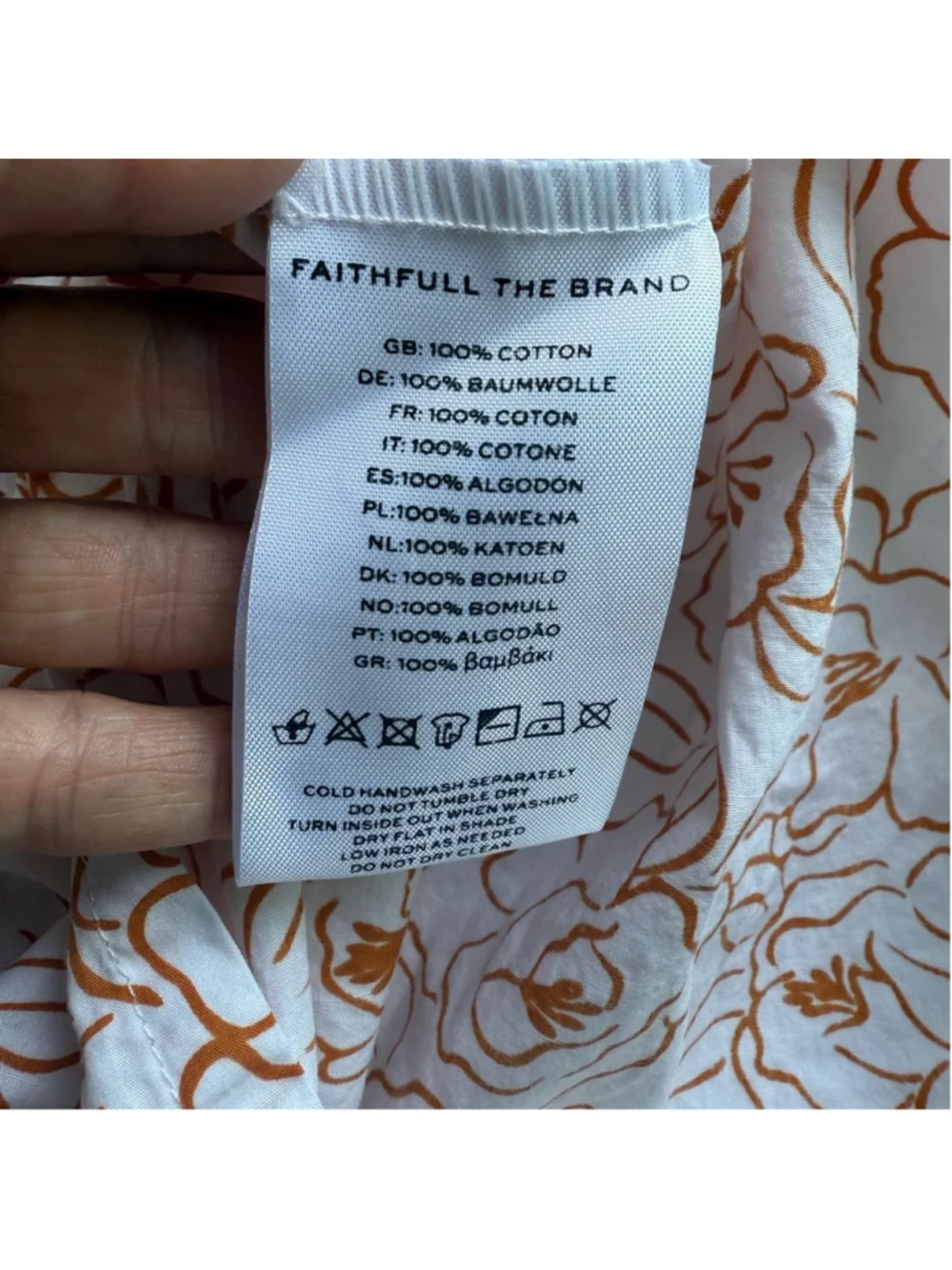 Faithfull the Brand Pink and White Puff Sleeve Blouse Floral Print Size XS